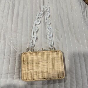 ASOS Tan Woven Mini Bag with Clear Chain